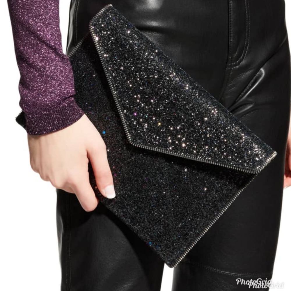 Rebecca Minkoff Black Glitter Clutch